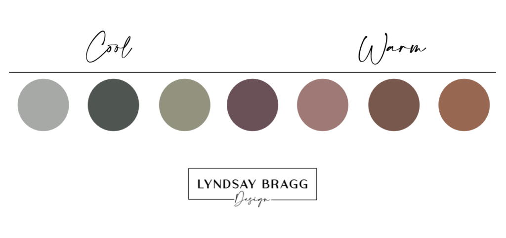 Range of cool and warm tones to help you pick paint colors by Calgary-based Interior Designer Lyndsay Bragg Design 