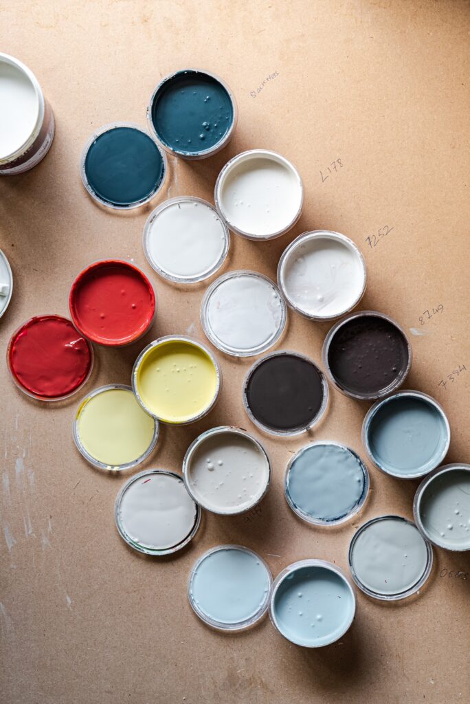 Small paint cans for swatching paint samples 