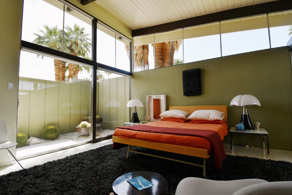 Mid-Century Modern Bedroom with 1960s colour palette