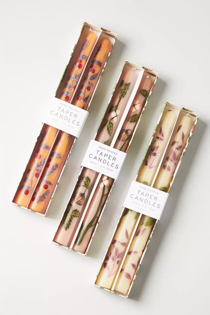 Anthropologie Handpainted Harvest Taper Candles 