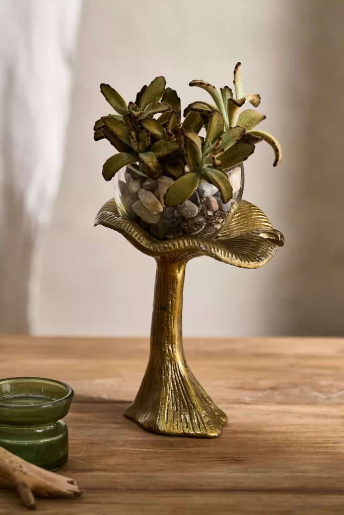 Anthropologie Metal + Glass Mushroom Pot 