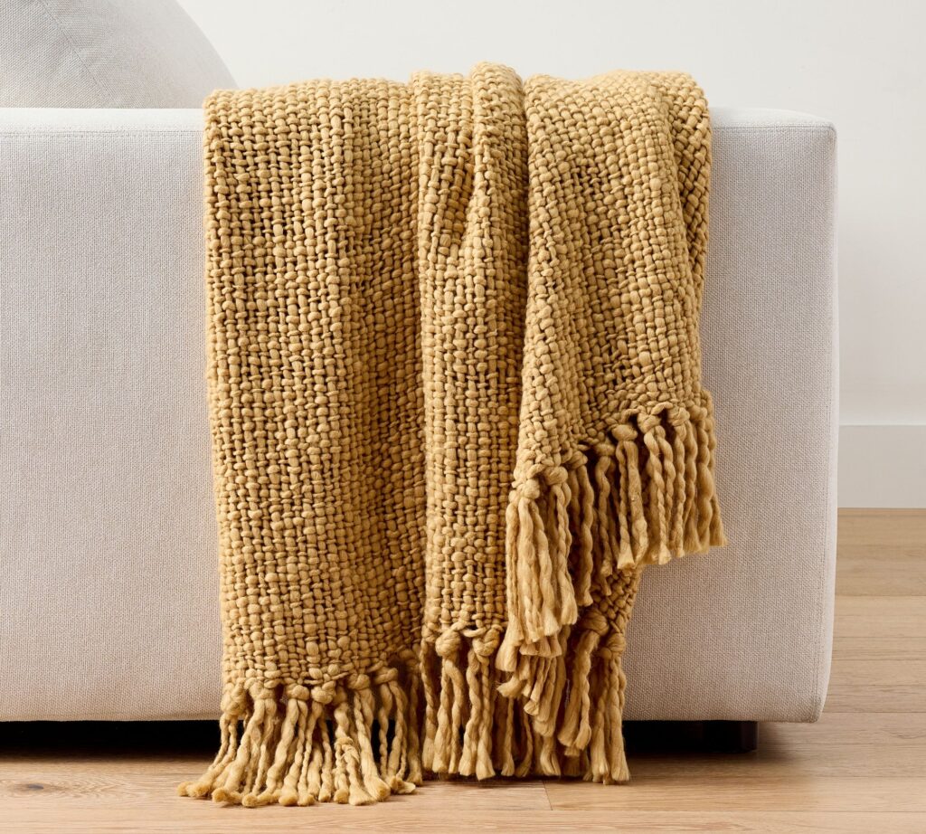 Pottery Barn Textured Basketweave Knit Throw