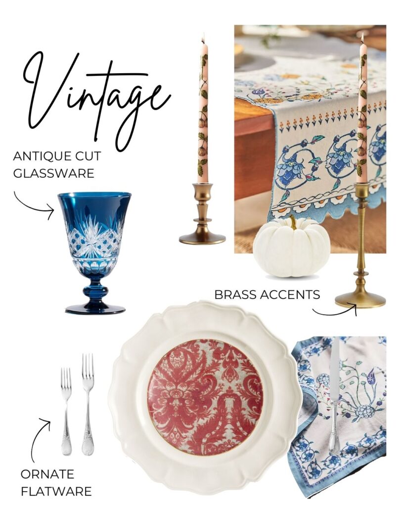 Vintage table decor mood board by Lyndsay Bragg Design