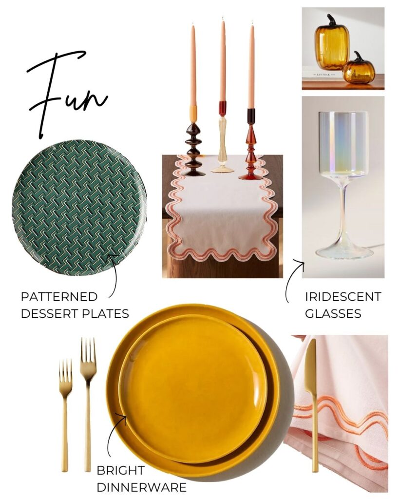 Fun table decor mood board by Lyndsay Bragg Design