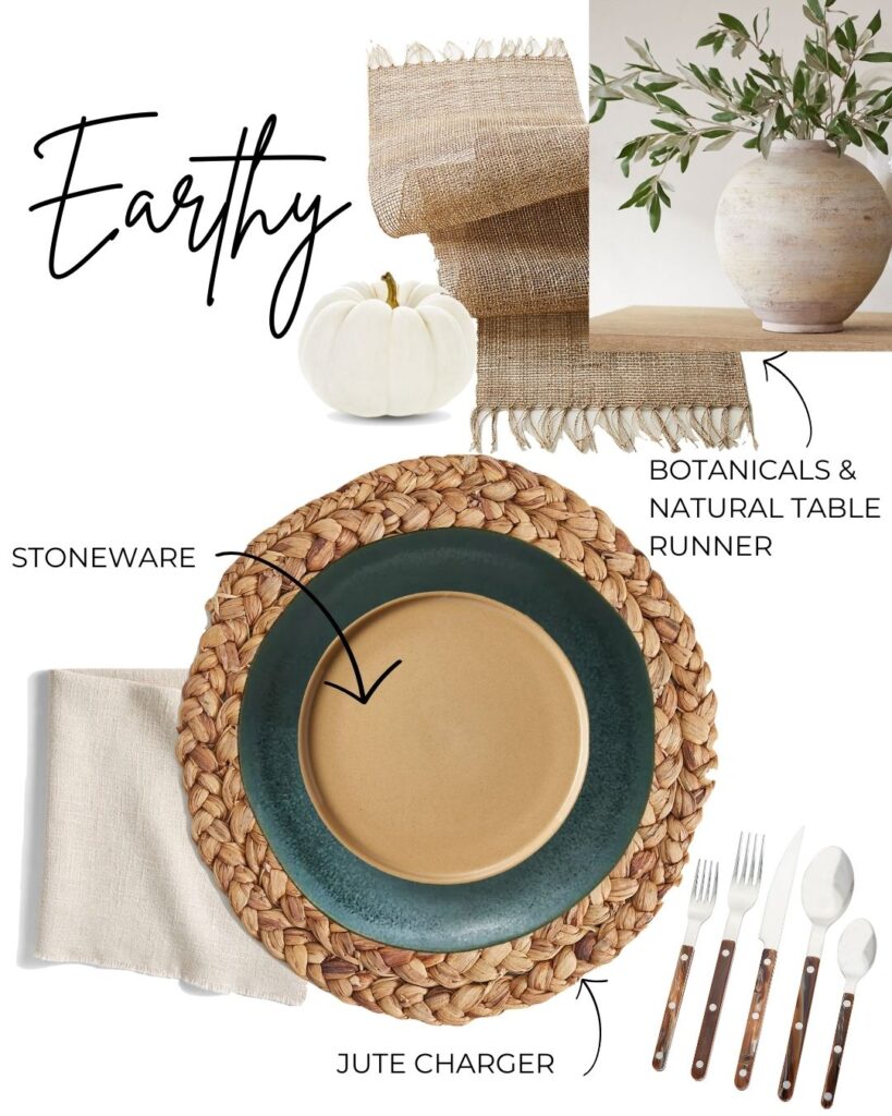 Earthy table decor mood board by Lyndsay Bragg Design